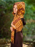 MOUNTAIN ALPACA GEOMETRIC SCARF - YELLOW/BROWN