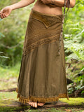 Crochet Patchwork Wrap Skirt - Khaki