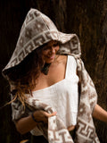 MOUNTAIN ALPACA GEOMETRIC SCARF - CREAM/BROWN
