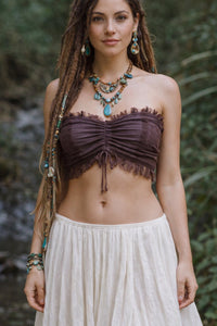 YOGA WARRIOR STITCHED CORSET - BROWN