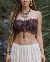 YOGA WARRIOR STITCHED CORSET - BROWN