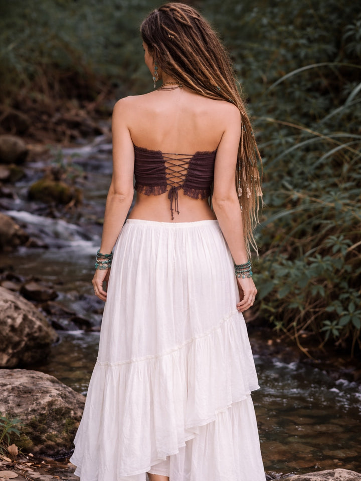 YOGA WARRIOR STITCHED CORSET - BROWN
