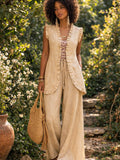 SANDSTONE RUFFLE VEST - SAND
