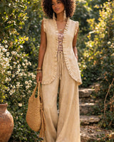 SANDSTONE RUFFLE VEST - SAND