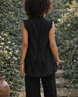 SANDSTONE RUFFLE VEST - BLACK