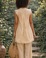 SANDSTONE RUFFLE VEST - SAND