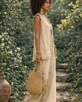 SANDSTONE RUFFLE VEST - SAND