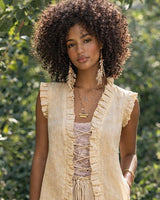 SANDSTONE RUFFLE VEST - SAND