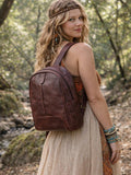 SAC À DOS EN CUIR VÉRITABLE MADDOX - MARRON FONCÉ