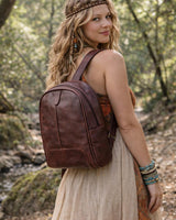 MADDOX GENUINE LEATHER BACKPACK -  DARK BROWN