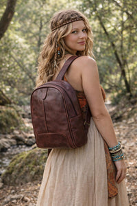 SAC À DOS EN CUIR VÉRITABLE MADDOX - MARRON FONCÉ