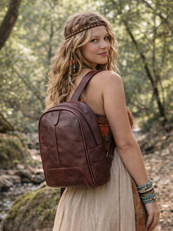 MADDOX GENUINE LEATHER BACKPACK -  DARK BROWN
