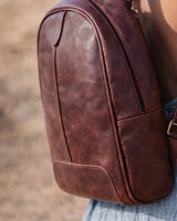 MADDOX GENUINE LEATHER BACKPACK -  DARK BROWN