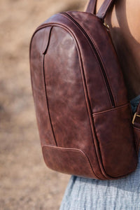 SAC À DOS EN CUIR VÉRITABLE MADDOX - MARRON FONCÉ