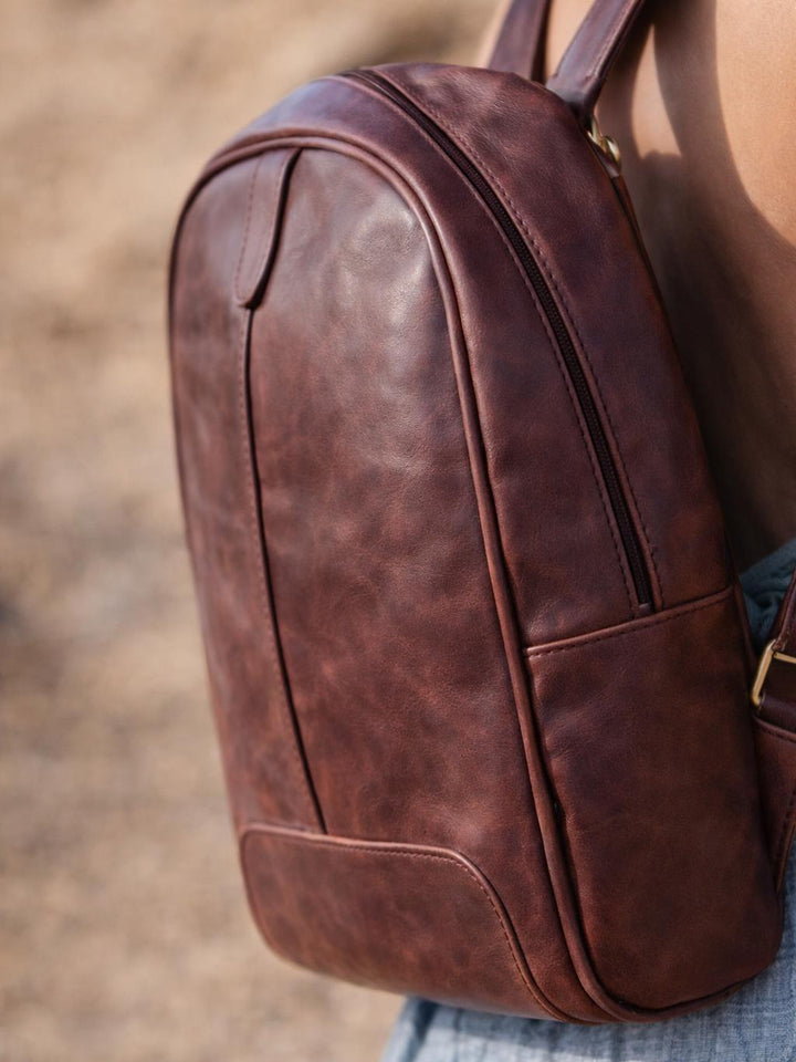 MADDOX GENUINE LEATHER BACKPACK -  DARK BROWN