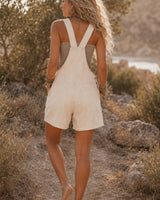 TRIBAL OVERALLS SHORTS - CREAM