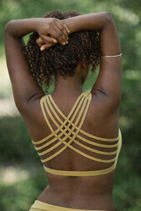 SOUTIEN-GORGE EN BAMBOU – Imprimé Fleur de Vie Jaune