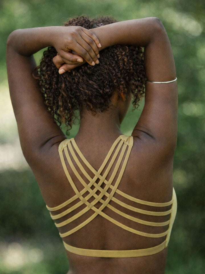 BAMBOO BRA - Flower of Life Print Yellow