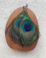 PEACOCK FEATHER EARRINGS - BLUE/GREEN