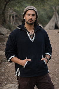 Raw Tribal Hoodie for Men - Black
