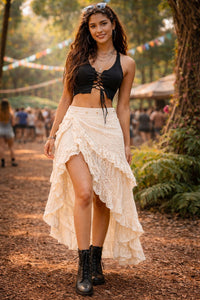 CROCHET WRAP AROUND SKIRT - NATURAL