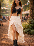 CROCHET WRAP AROUND SKIRT - NATURAL