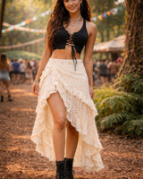 CROCHET WRAP AROUND SKIRT - NATURAL