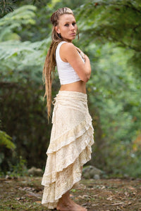 CROCHET WRAP AROUND SKIRT - NATURAL