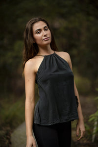 Moana Linen Top - Black