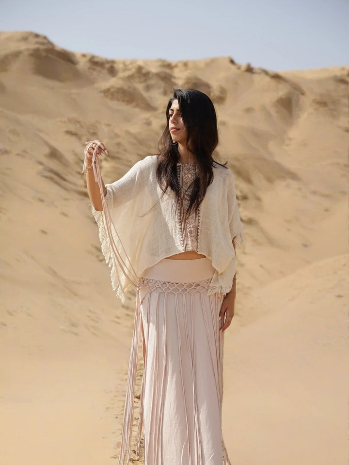 WILLOW MACRAME SKIRT - BLUSH SAND
