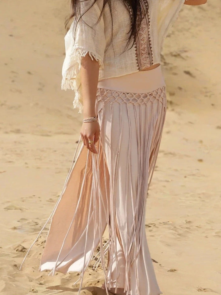 WILLOW MACRAME SKIRT - BLUSH SAND