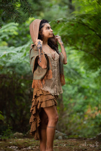 NATURAL WRAP AROUND SKIRT - KHAKI