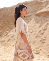 LUNA EMBROIDERED COTTON TASSLE BAG