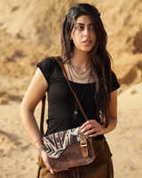 MOUNTAIN MOON EMBROIDERED GENUINE LEATHER CROSS BODY HAND BAG AND BUCKLE