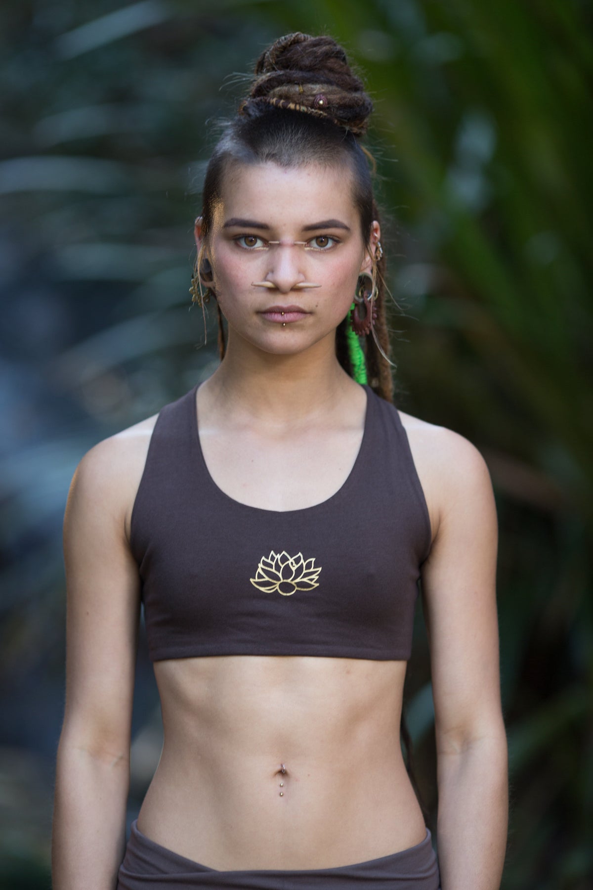 Soutien-gorge de yoga sans armatures - Imprimé lotus marron