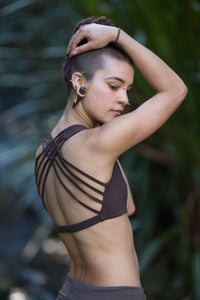Soutien-gorge de yoga sans armatures - Imprimé lotus marron