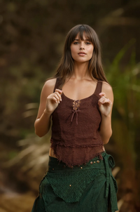 Raw Woven Open Back Top - Free Gift