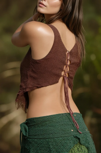 Raw Woven Open Back Top - Free Gift