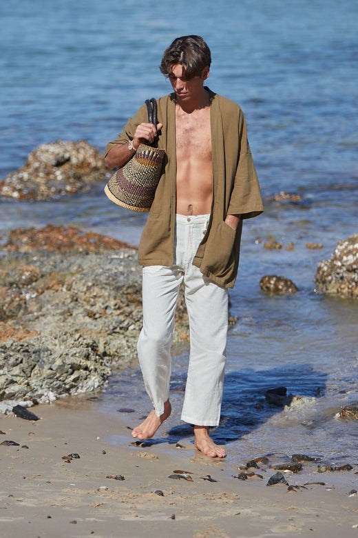 NATURAL FLARE OPEN JACKET - MAN - KHAKI