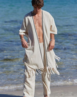 TRIBAL FRAYED KIMONO - MAN - CREAM