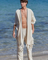 TRIBAL FRAYED KIMONO - MAN - CREAM