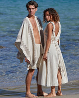 RAW BOHEMIAN FRAYED DRESS - CREAM