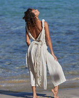 RAW BOHEMIAN FRAYED DRESS - CREAM