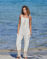 NATURAL BLOCK PRINTS OVERALLS - SAND