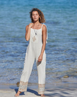 NATURAL BLOCK PRINTS OVERALLS - SAND