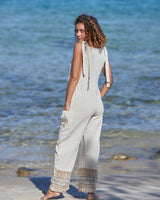 NATURAL BLOCK PRINTS OVERALLS - SAND
