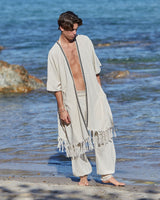 TRIBAL FRAYED KIMONO - MAN - CREAM