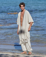TRIBAL FRAYED KIMONO - MAN - CREAM
