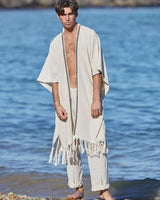 TRIBAL FRAYED KIMONO - MAN - CREAM