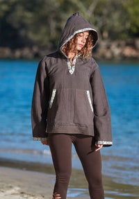 SWEAT À CAPUCHE TRIBAL BRUT - ANTHRACITE